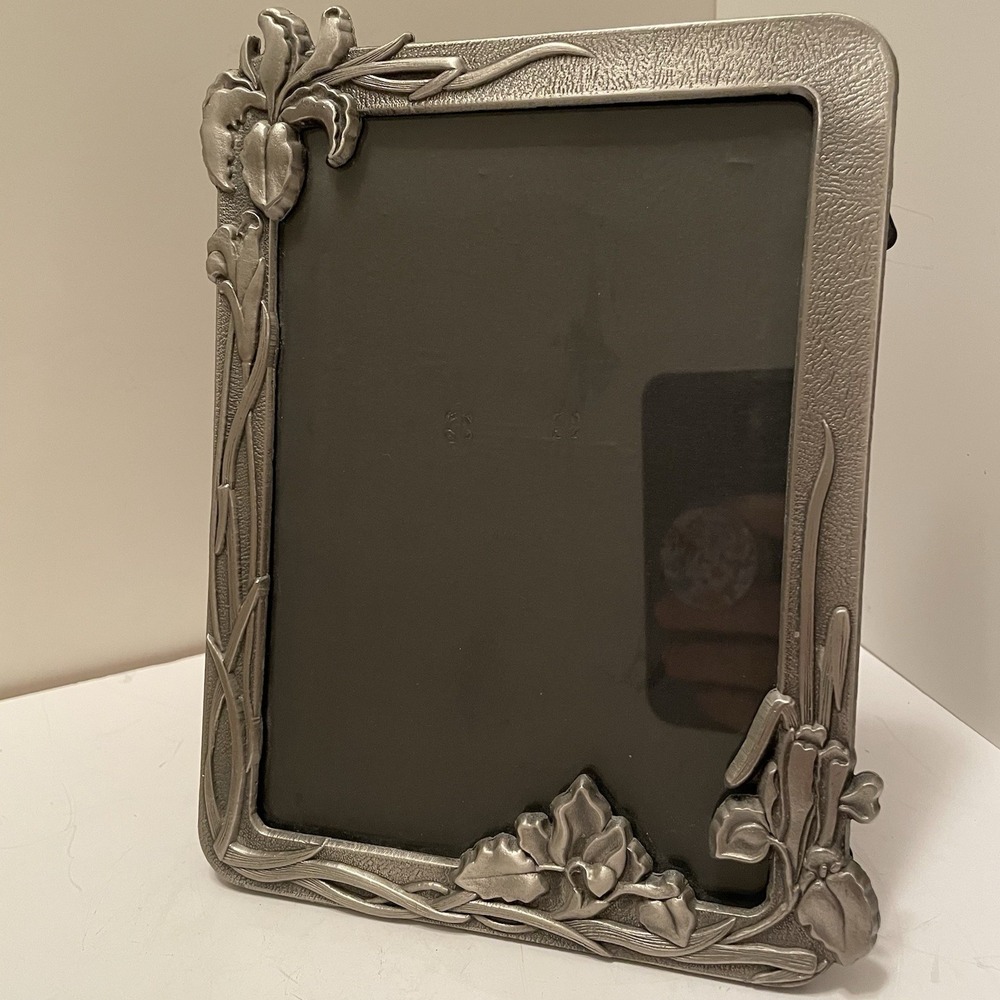 Vtg Jennifer Moore Pewter Art Nouveau Iris Design Picture Frame 5 X 7 Photo